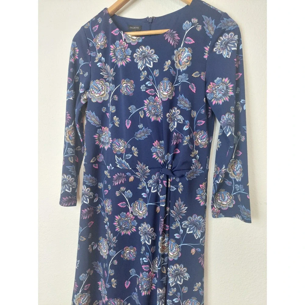 Talbots Twist‎ Jersey Midi Dress Dashing Foulard Size 8